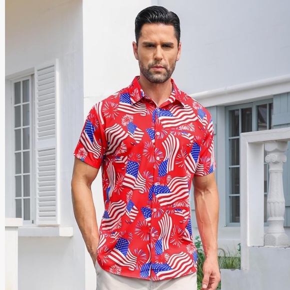 Men’s Red White and blue American flag Hawaiian shirt
XL. New without tags. - Picture 1 of 8